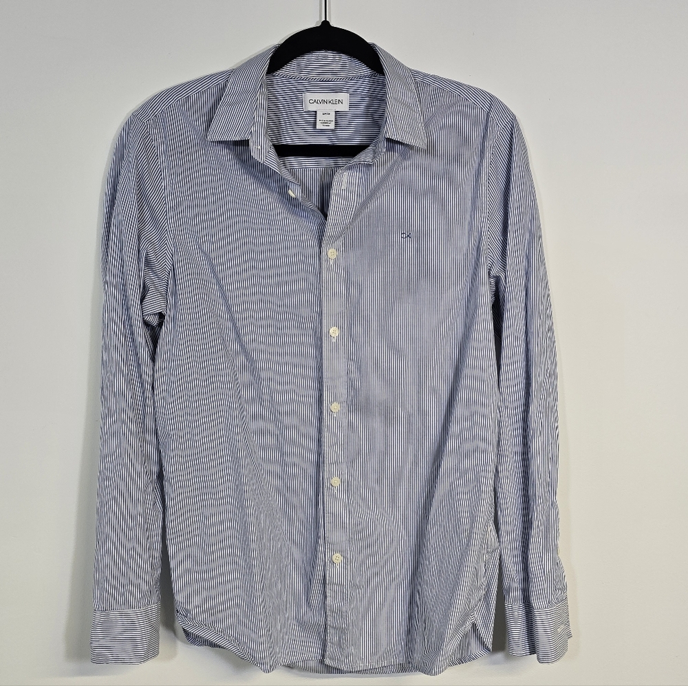 Calvin Klein Men's Light Blue Pinstripe Shirt